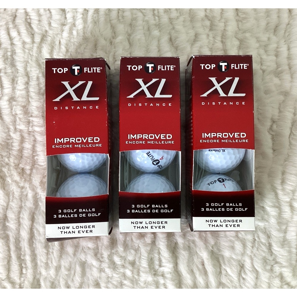 Top-Flite Golf Balls XL Distance Improved New, 3 Packages of 3 Balls